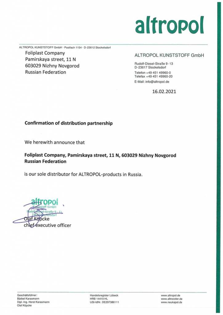 Confirmation of distibution partnership_Altropol